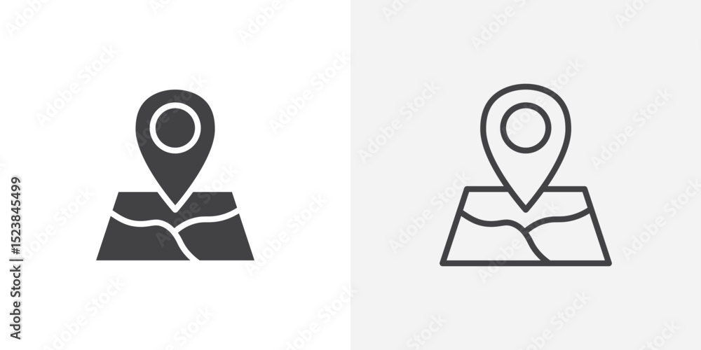 Poster map icon vector symbol for mobile apps and website ui designs.