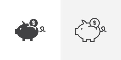 Piggy bank icon vector symbol for mobile apps and website UI designs.