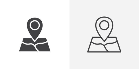 Map icon vector symbol for mobile apps and website UI designs.