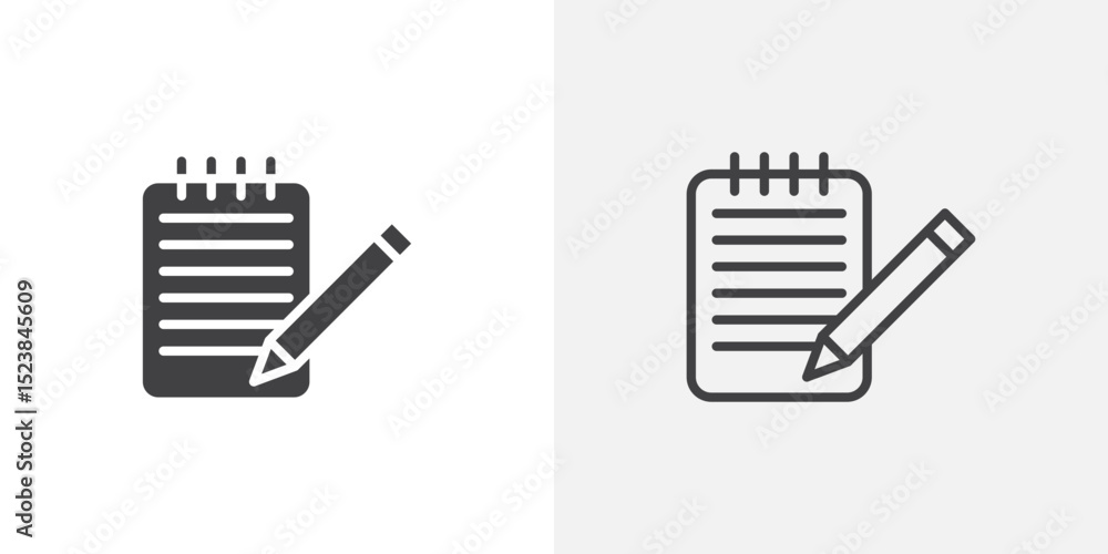 Poster notepad icon vector symbol for mobile apps and website ui designs.