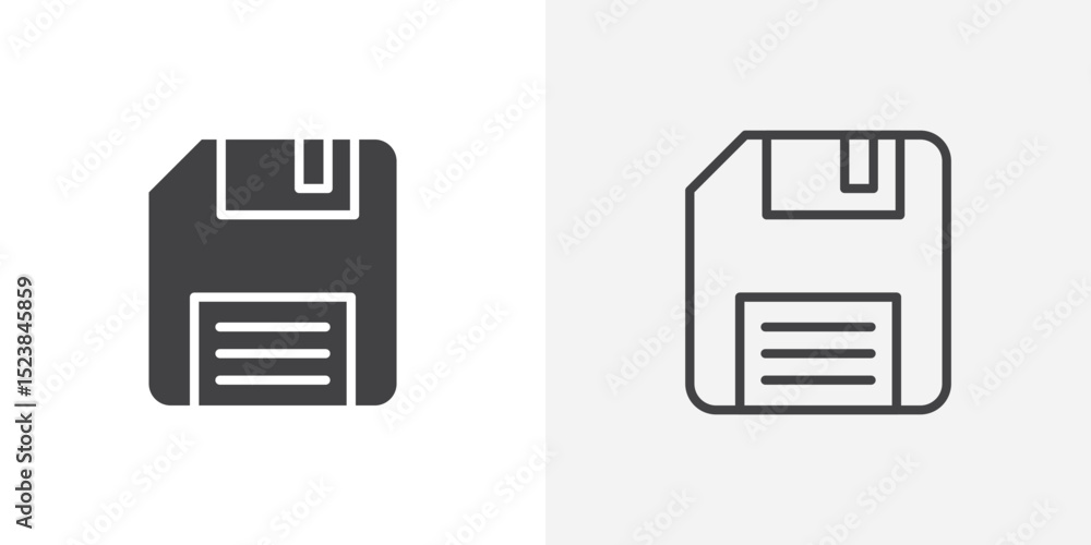 Poster floppy disk icon vector symbol for mobile apps and website ui designs.