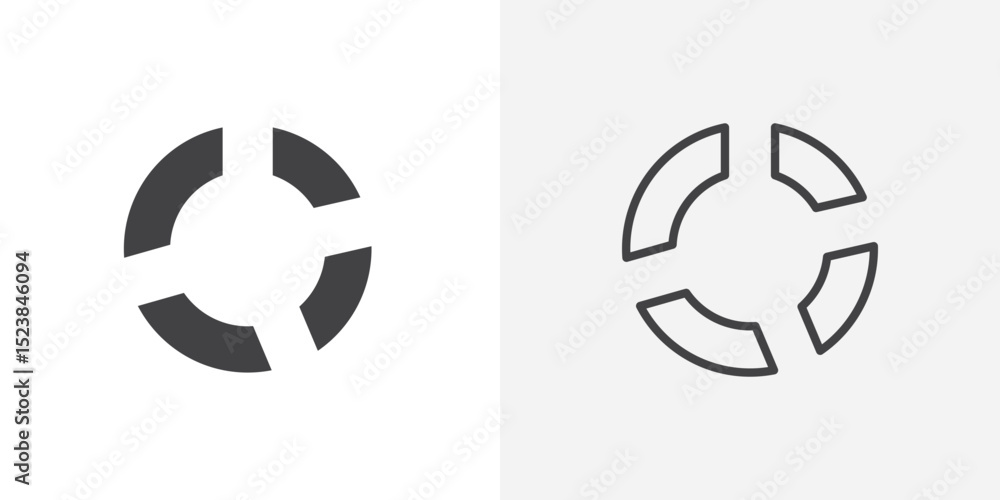 Poster donut chart icon vector symbol for mobile apps and website ui designs.