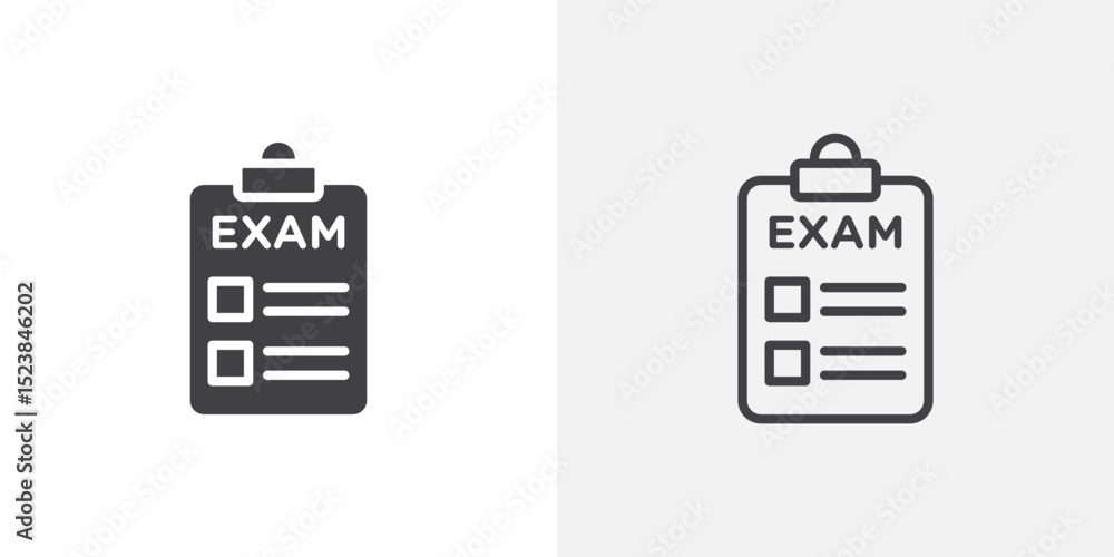 Poster exam icon vector symbol for mobile apps and website ui designs.
