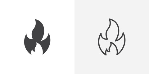 Flame icon vector symbol for mobile apps and website UI designs.