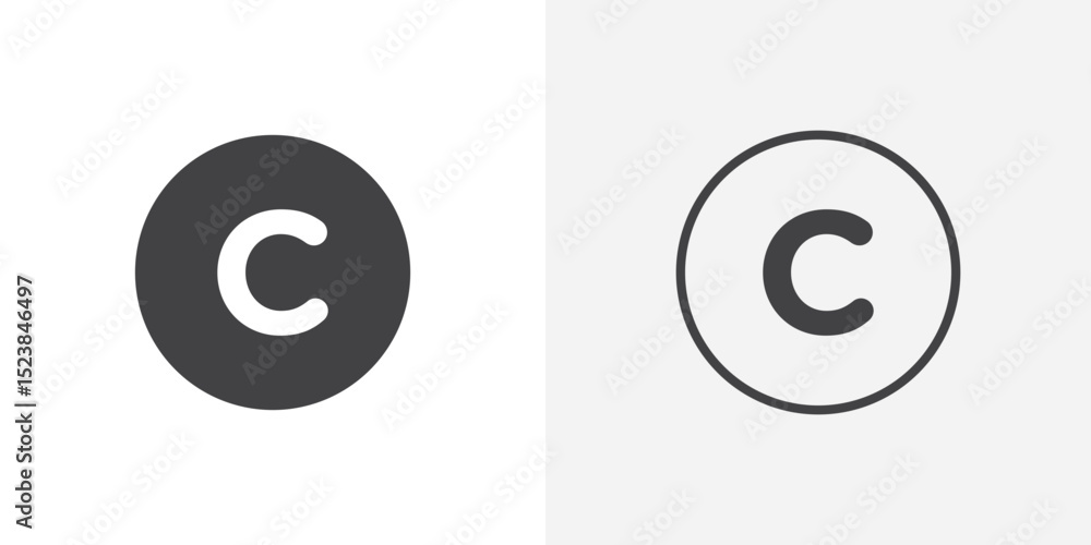 Poster copyright icon vector symbol for mobile apps and website ui designs.