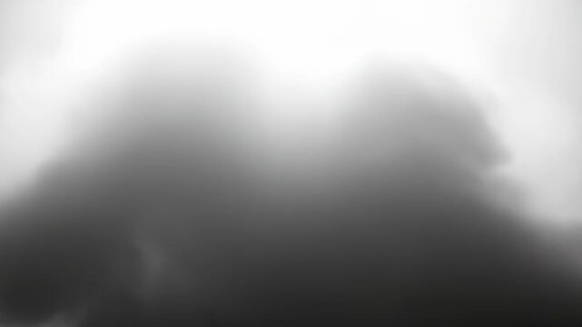 Misterious Male Silhouette Emerging From Fog, Showcasing Enigmatic Figure on White Background
