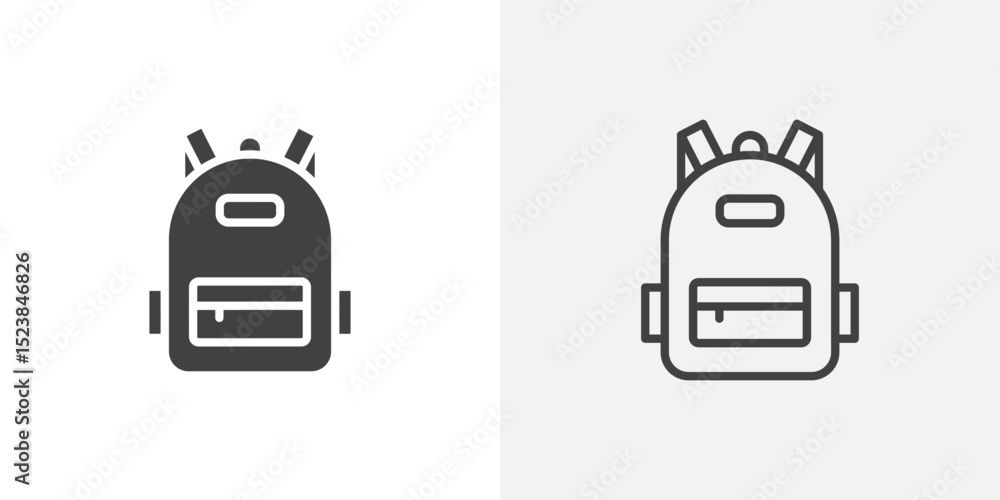 Poster backpack icon vector symbol for mobile apps and website ui designs.