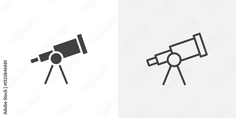 Poster telescope icon vector symbol for mobile apps and website ui designs.