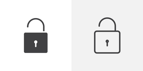 Unlock icon vector symbol for mobile apps and website UI designs.