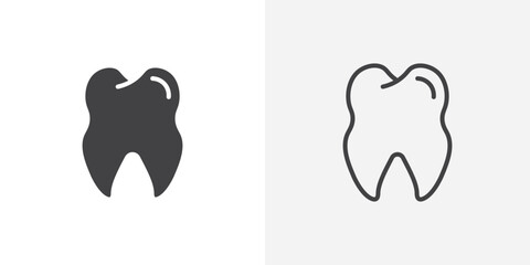Tooth icon vector symbol for mobile apps and website UI designs.