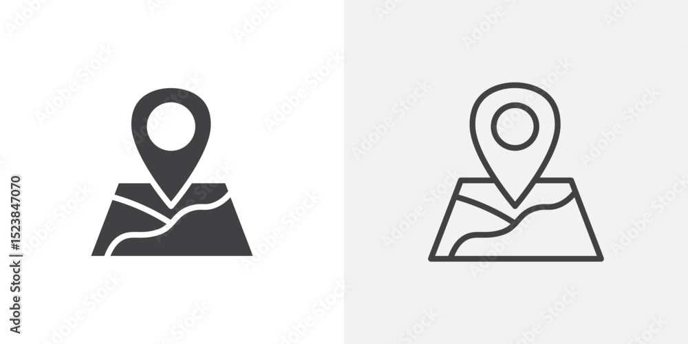 Poster map icon vector symbol for mobile apps and website ui designs.