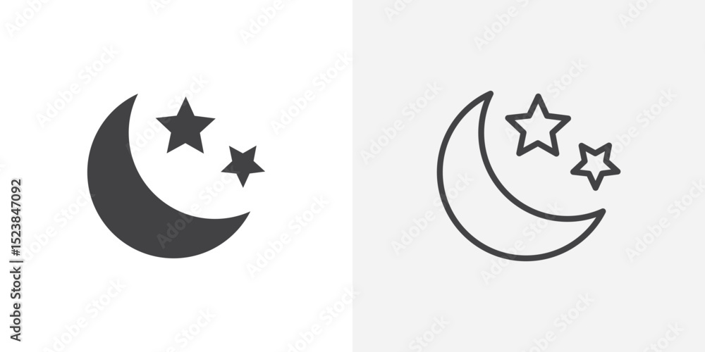 Poster moon icon vector symbol for mobile apps and website ui designs.