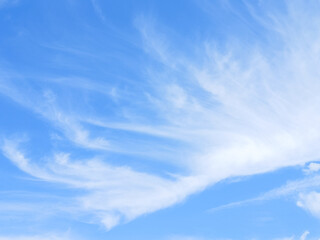 white fluffy clouds on a clear blue sky, sunny day.