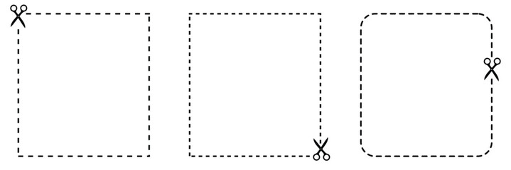 Scissor with cut line icon. paper dash cut mark icon. scissor trim line icon. dotted dash cutting line symbol . Vector Illustration . EPS 10 .