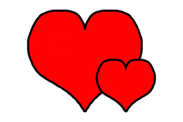 Red paper heart shape isolated on transparent background. Valentine's Day. Red heart with shadow. Love. Illustration.