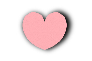 Fototapeta premium Pink paper heart shape isolated on transparent background. Valentine's Day. Red heart with shadow. Love. Illustration.