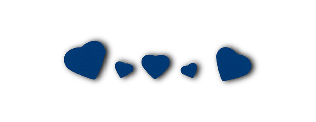 Isolated blue paper heart shape on transparent background. Valentine's Day. Red heart with shadow. Love. Illustration.