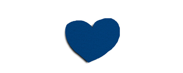 Isolated blue paper heart shape on transparent background. Valentine's Day. Red heart with shadow. Love. Illustration.