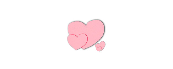 Pink paper heart shape isolated on transparent background. Valentine's Day. Red heart with shadow. Love. Illustration.