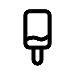 Summer holiday icon. Ice cream stick icon, simple outline design, representing frozen treats, sweet desserts, or refreshing snacks, suitable for food, cafes, or summer events.