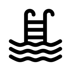 Summer holiday icon. Swimming pool icon, simple outline design, representing recreation, relaxation, or leisure activities, suitable for hotels, resorts, or fitness centers.