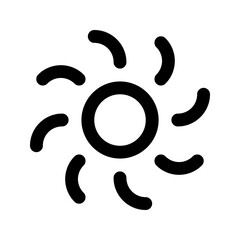 Summer holiday icon. Simple sun icon, simple outline design, representing warmth, clear weather, or sunny days, suitable for weather apps, general summer themes, or simple forecasts.