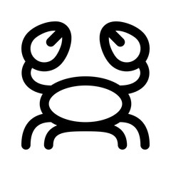 Summer holiday icon. Crab animal icon, simple outline design, representing marine life, beach creatures, or ocean themes, suitable for aquariums, nature, or coastal themes.