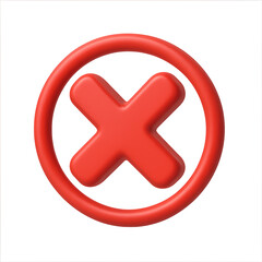 Symbol of Rejection: A vibrant red 'X' mark enclosed within a circular frame, representing the concept of denial and refusal, emphasizing clarity and simplicity.