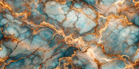 Abstract turquoise and gold marble texture with intricate veining and luxurious shimmering effects background