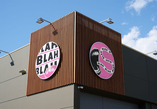 Two Circular Retail Sign in corner. PSD template mockup ready for your design