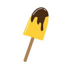 Illustration of banana ice cream with chocolate topping