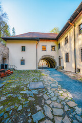 Medieval monastery Cerveny Klastor near Peak Tri Koruny or Trzy Korony in Pieniny National park in Slovakia and Poland. © Zedspider