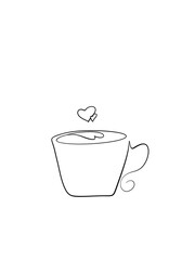Coffee Cup One Line Drawing – Printable Wall Art – Minimalist Kitchen Wall Art,