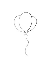 Flying Balloons One Line Drawing – Printable Wall Art  – Minimalist Celebration Wall Art
