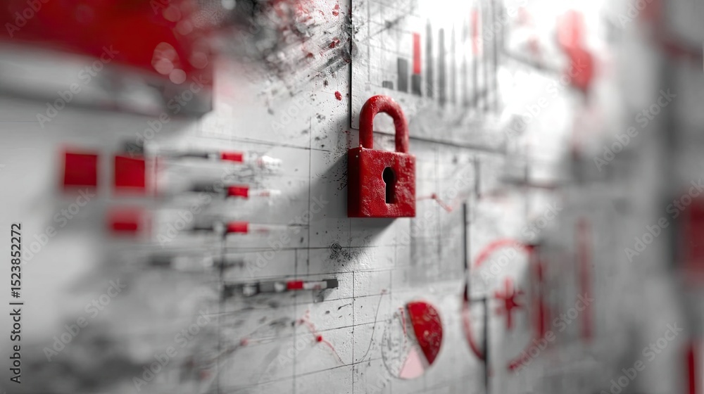 Poster fixed income strategy safe and secure healthcare plan concept. a close-up of a padlock symbolizing s
