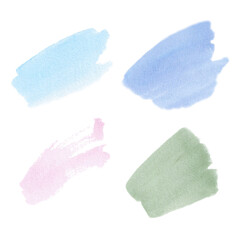 Set of watercolor strokes isolated on white background. Hand drawn illustration.