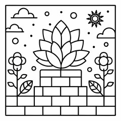 Buildings and Flowers SVG – Bold Line Art for Coloring Pages, Wall Decor, and Craft Projects