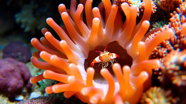 Cerianthus sea anemone sheltering mysid shrimps