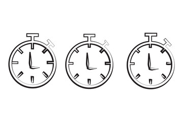 Set of timer, clock flat icon, and time management. Vector. Isolated on white background