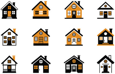 "Modern Dwellings: Minimalist House Icon Collection"

