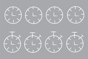 Set of timer, clock flat icon, and time management. Vector. Isolated on white background