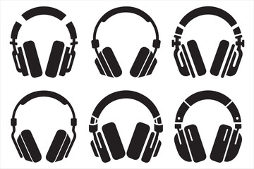 Fototapeta premium Different Designs and Shapes of Headphones for Audio and Music