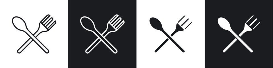 Spoon and Fork icons graphic vectors