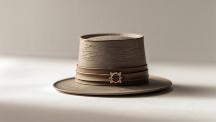 Elegant brown fedora hat still life
