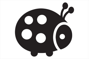 Small Black and White Ladybug with Circular Spots Clip Art Image