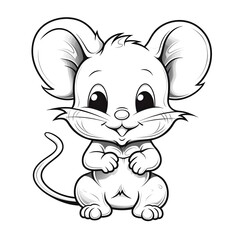Obraz premium A cute mouse coloring page for kids.