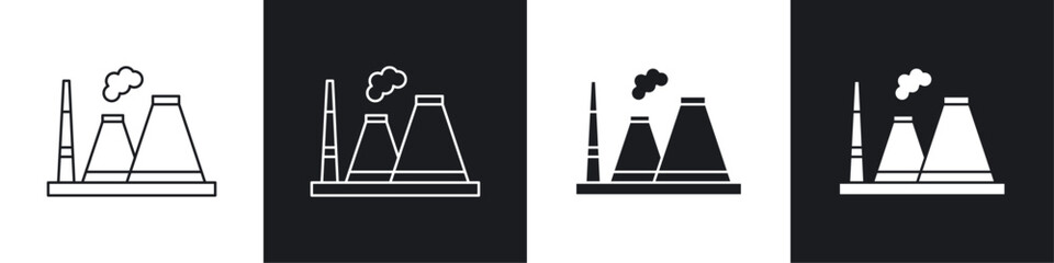 Heat power station icons graphic vectors