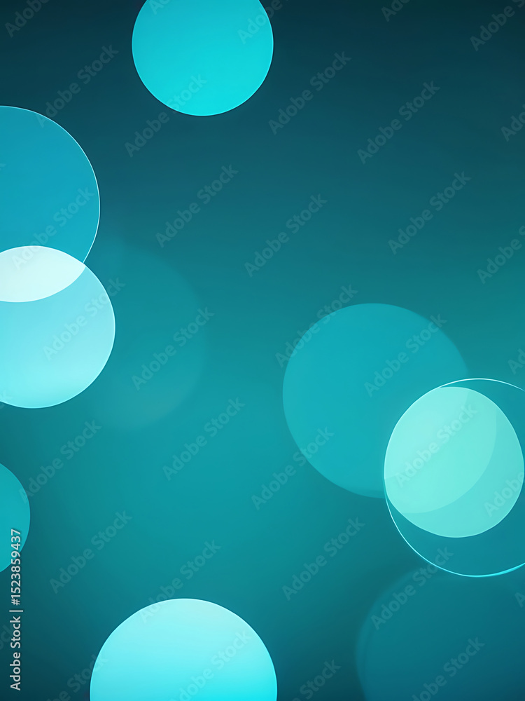 Poster blue abstract background with glowing bokeh circles, smooth texture, modern light design, soft gradi