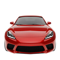 Naklejka premium Red car front view isolated on white or transparent background. PNG