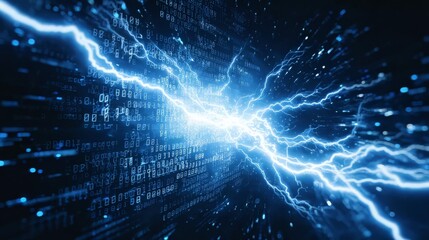 Technological background, digital lightning data energy pulse